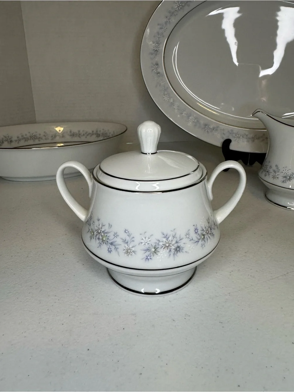 Noritake Marywood 2181 Oval Serving Bowl & Platter, Sugar & Creamer & S&P